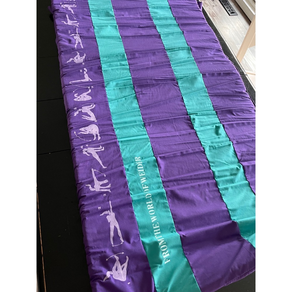 Vintage Unique Joe Weider 80s Teal and Purple Roll Up Foam Exercise Mat w Strap